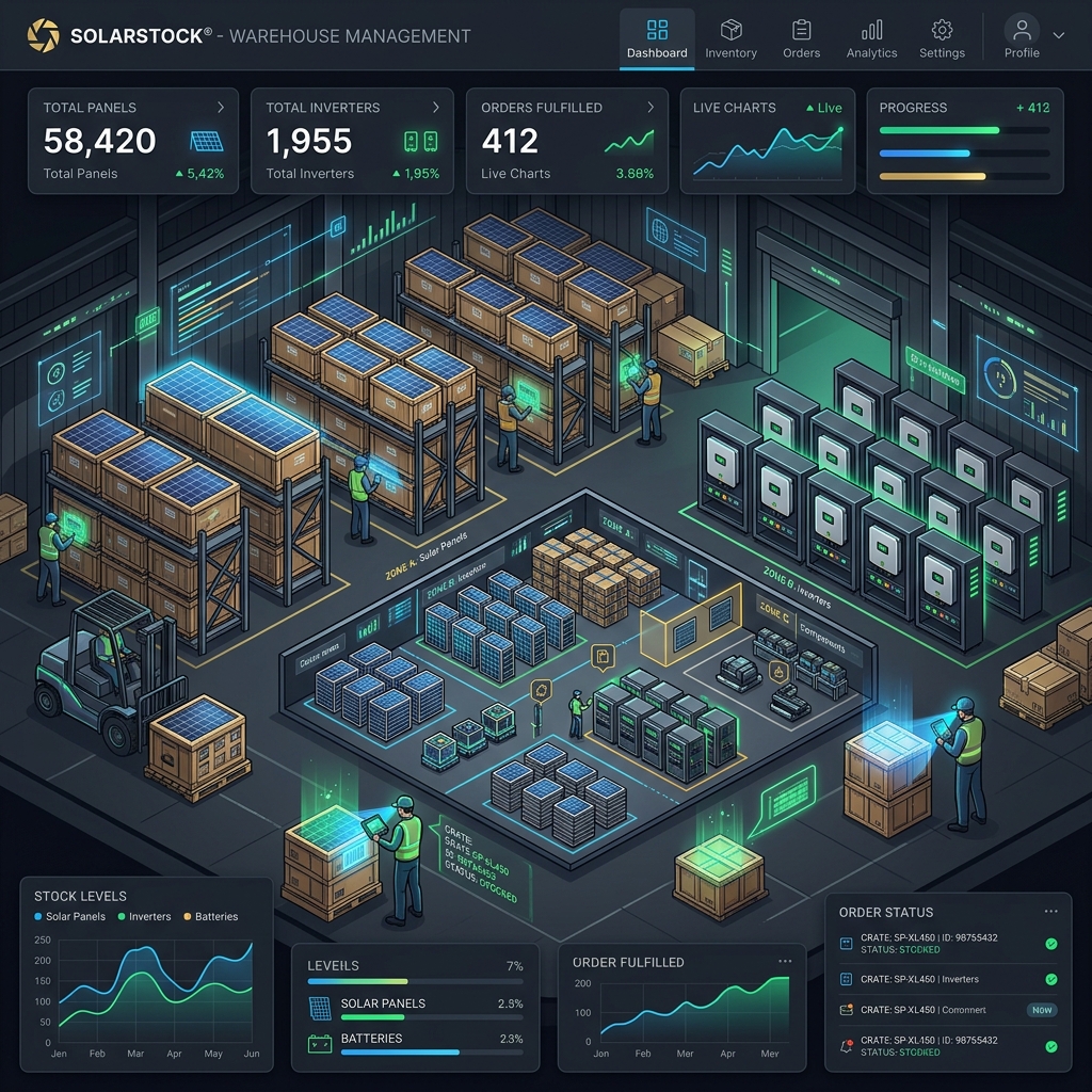 Warehouse Inventory: Managing Solar Stock & Minimum Stock Alert Levels